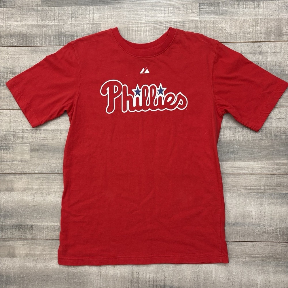 Majestic Philadelphia Phillies Carlos Ruiz 51 Shirt Jersey Red Youth Large